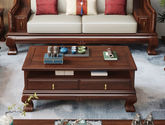 宝瑞·檀风 新中式 印尼金花梨木框架+多层实木板贴皮 紫檀色 1.45米茶几