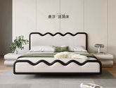 维利品尚 中古风 接触面头层真皮+填充:竹炭海绵+实木内架+15公分排骨架+LED感应灯 1.8米床