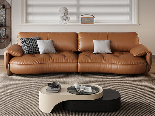 维利品尚 现代简约 接触面复古油蜡真皮+框架:俄罗斯松木+实木脚 三人位 2.2米沙发