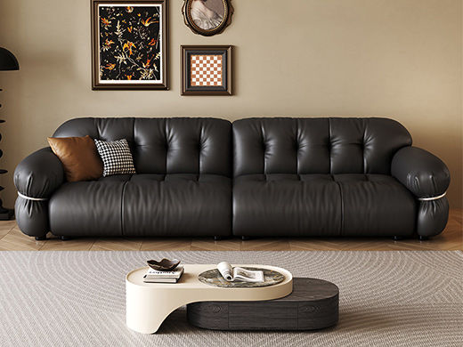 维利品尚 现代简约 接触面头层真皮+框架:落叶松木+实木脚 三人位 2.2米沙发