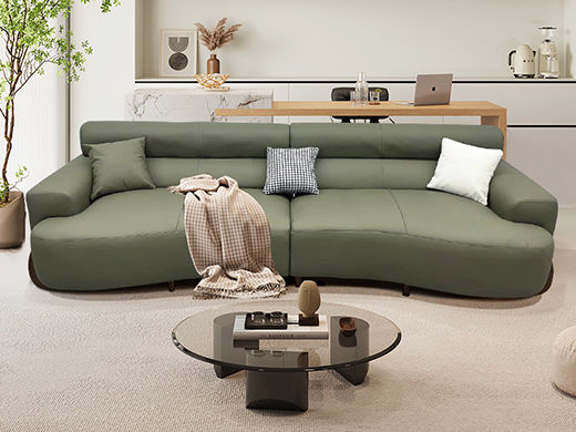 中古·尚 网红 中古风 全实木内架+多层实木板+生态真皮+仿真皮+高回弹海绵+电镀五金 四人位 2.7米沙发