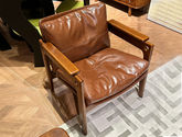中古·森 网红 中古风 进口白蜡木+多层实木板+高回弹海绵+仿真皮 休闲椅