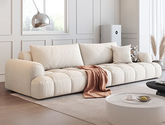 【套餐专享价】每屋优享系列 奶油风 落叶松木+实木+多层实木板+高回弹海绵+蛇形弹簧+牛奶绒+实木脚 2.8米 四人位沙发