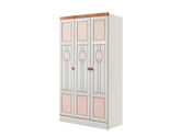 帕帕贝奇 儿童 金丝檀木+全实木 白+粉 三门衣柜