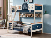 帕帕贝奇 儿童 金丝檀木+全实木（不含书架） 白+蓝 1.2米 上下床