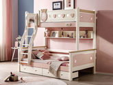 帕帕贝奇 儿童 金丝檀木+全实木（不含书架，步梯，床下抽屉） 白+粉 1.2米