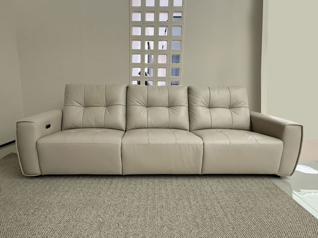 A系优选 现代简约 接触面头层真皮+仿真皮+落叶松木+多层实木板+高回弹海绵+碳素钢五金+0靠墙电动功能 三人位 电动功能2.73米沙发