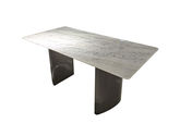 帝幔佧 极简 桌面材质：天然奢石，加厚下斜边36mm 底板：实木底板，底部全封釉 桌脚：不锈钢 1.4米 长餐桌