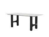 洛萨 现代 玲枫白大理石+碳素钢底架亮光钢琴烤漆 1.8米 长餐桌