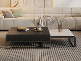 洛萨 极简 碳素钢+马鞍皮（黑色+卡其色） 1米组合茶几