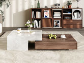 洛萨 极简 环保板+木皮、大理石纸 1.35米组合茶几