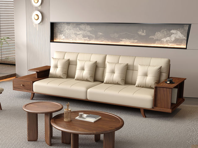 宋氏兰图 宋氏美学 红斑马木+实木多层+棉麻面料+高回弹海绵 3米沙发