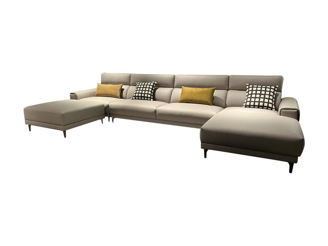 卡姿莱特·新居客 现代简约 科技布 落叶松木方+夹板+碳素钢五金脚 1+3+贵妃 4.06米沙发