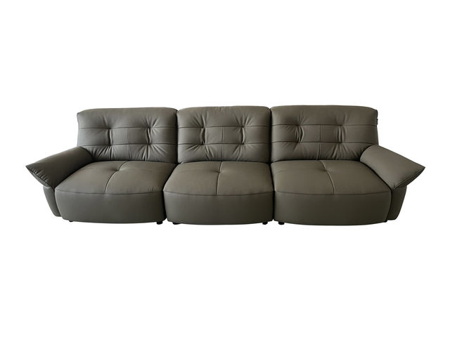 卡姿莱特·新居客 现代简约 接触面真皮 落叶松木方+夹板+碳素钢五金脚 三人位 3.14米 沙发