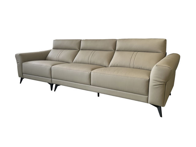 卡姿莱特·新居客 现代简约 接触面真皮 落叶松木方+夹板+碳素钢五金脚 四人位 2.77米 沙发