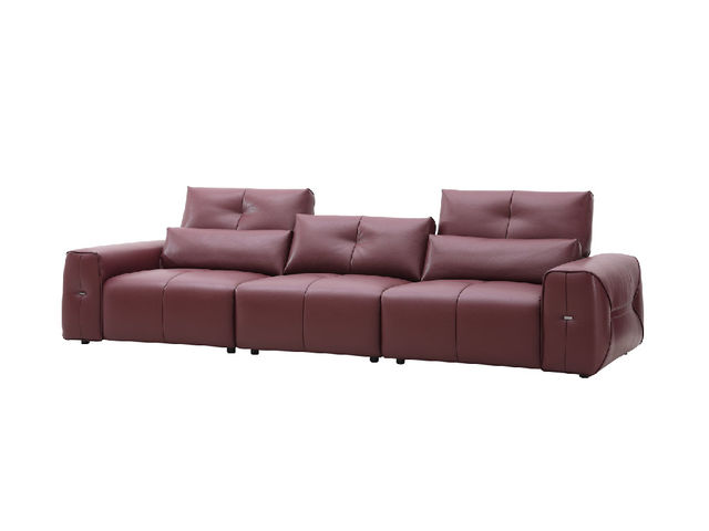 卡姿莱特·新居客 现代简约 生态皮 落叶松木方+夹板+碳素钢五金脚 三人位 3.26米 沙发