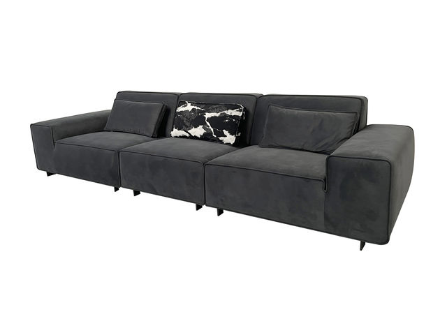 卡姿莱特·新居客 现代简约 绒布 落叶松木方+夹板+碳素钢五金脚 三人位 3.07米 沙发