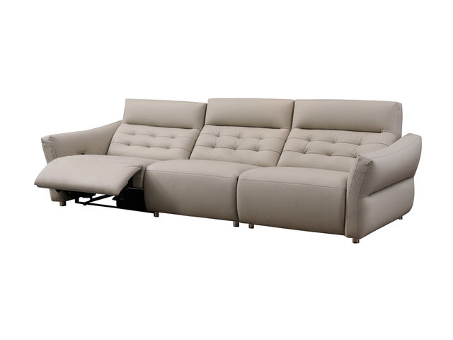 卡姿莱特·新居客 现代简约 生态皮 落叶松木方+夹板+不锈钢五金脚 单功能三人位 2.95米 沙发