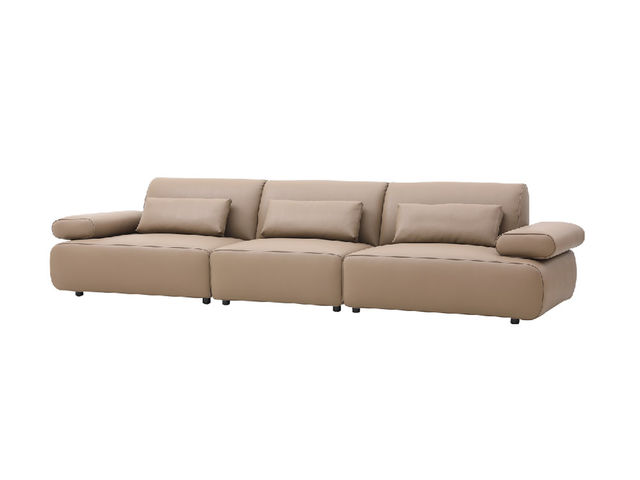 卡姿莱特·新居客 现代简约 生态皮 落叶松木方+夹板+碳素钢五金脚 三人位 3.46米 沙发