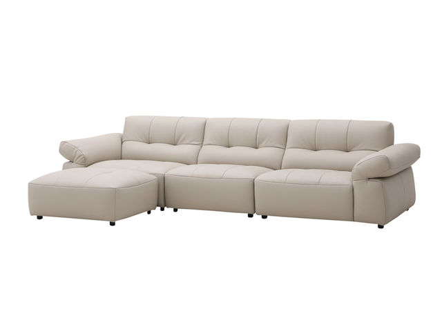 卡姿莱特·新居客 现代简约 生态皮 落叶松木方+夹板+碳素钢五金脚 三人位 3.4米 沙发