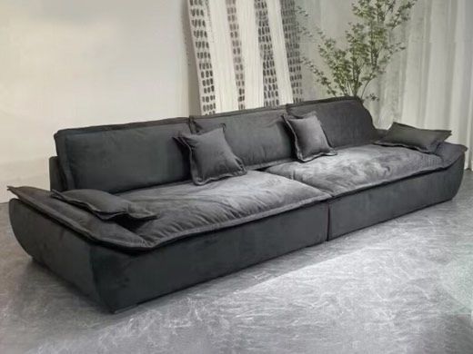 梵纳意简 极简 磨砂布+多层实木板+实木框架+高回弹海绵+不锈钢五金 直排沙发 网红 极简帆船3米沙发