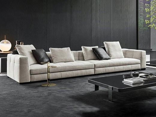 梵纳意简 极简 棉麻布+多层实木板+实木框架+高回弹海绵+不锈钢五金+羽绒 直排沙发 网红 极简布雷泽1.88米沙发