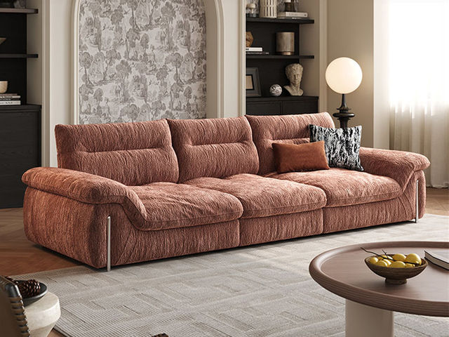 维利品尚 现代简约 比利时进口雪尼尔绒+靠包/扶手：座包：轻柔丝棉+零压记忆棉+松木内架+满铺航空级绷带+3.8mm电镀锰钢弹簧+加固精钢定位线+拉链密封防潮底布+不锈钢脚 3.4米沙发