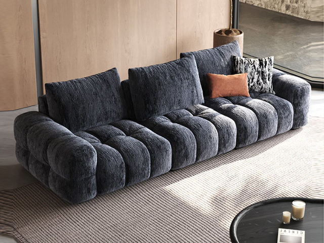 维利品尚 现代简约 比利时进口雪尼尔绒+靠包:白鹅羽绒+座包：水洗乳胶+高回弹竹炭海绵+桦木内架+高韧强力绷带+锰钢弹簧+加固精钢定位线+实木脚 3.4米沙发