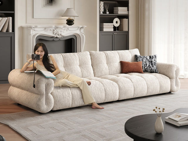 维利品尚 现代简约 比利时进口雪尼尔布艺+靠包/扶手：Q弹紫罗兰海绵+高回弹海绵+座包：太空硅胶棉+恒感焕彩记忆棉+净味竹炭海绵+松木内架+航空级绷带+3.8mm电镀锰钢弹簧+防潮底布+360度旋转调节手机支架 3.4米沙发