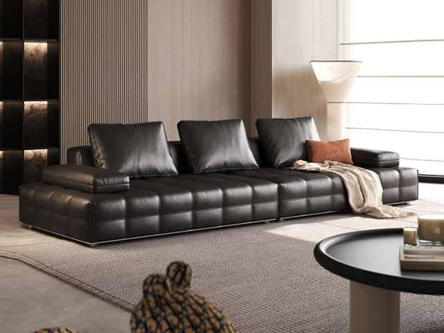 维利品尚 现代简约 接触面头层原生牛皮+靠包:白鹅羽绒+高回弹海绵+扶手:紫罗兰海绵+高回弹海绵+座包:超柔丝绵+紫罗兰海绵+55D竹炭海绵+框架:松木内架+航空级绷带+3.8mm电镀锰钢弹簧+潮底布+不锈钢底架 3.6米沙发