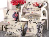 【含芯】亚麻材质抱枕印花系列-梅45CM*45CM【两个起售】