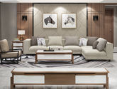 实木框架  现代简约大气客厅布艺组合沙发 透气涤棉布料 全拆洗1+2+左贵妃