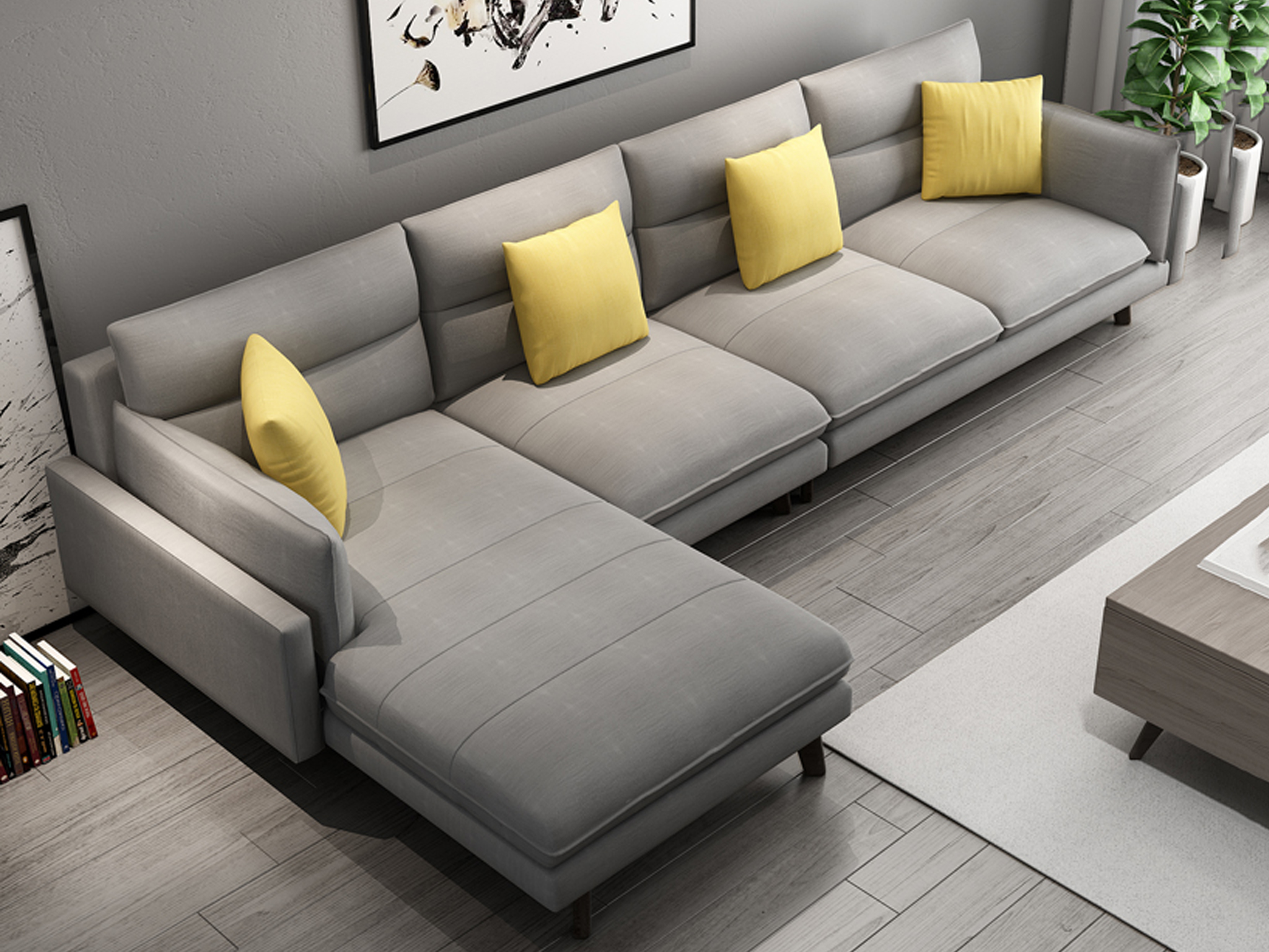北欧风格 布艺 现代简约沙发 意式极简 转角沙发(1 3 右贵妃)