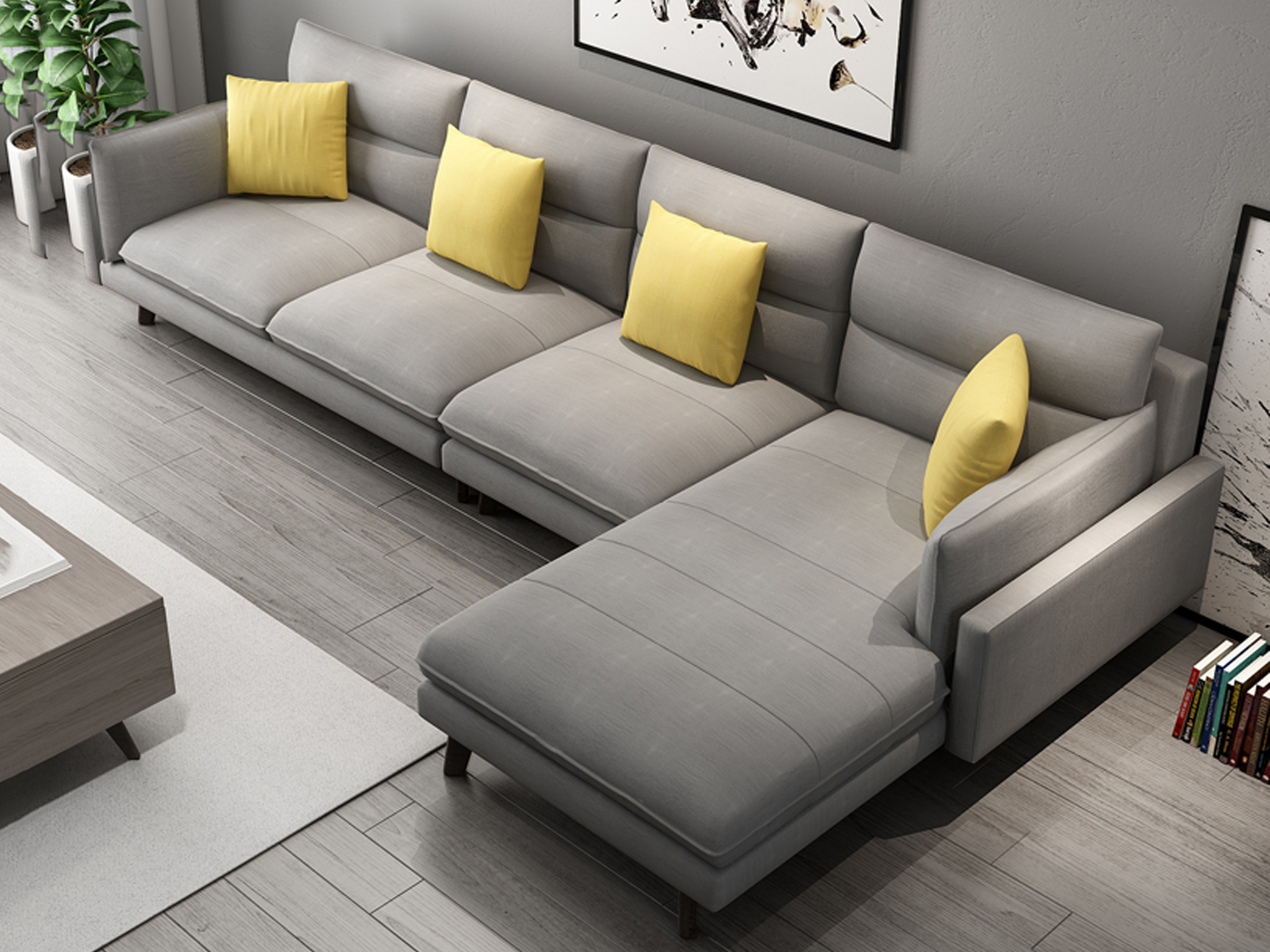 北欧风格 布艺 现代简约沙发 意式极简 转角沙发(1 3 左贵妃)