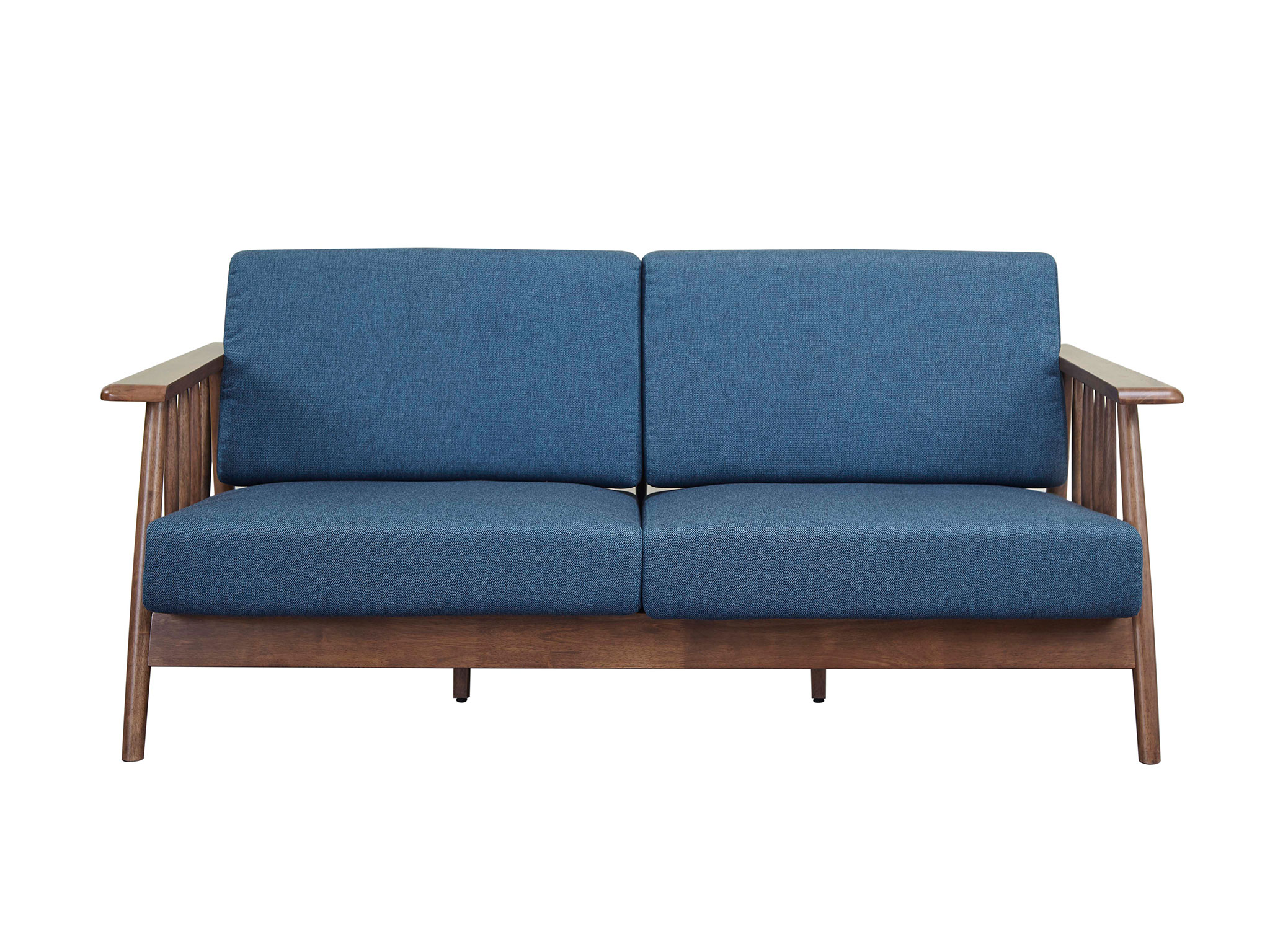 青田紫白金林绅 布艺沙发 蓝色 三人位 北欧风格 实木框架 橡胶木