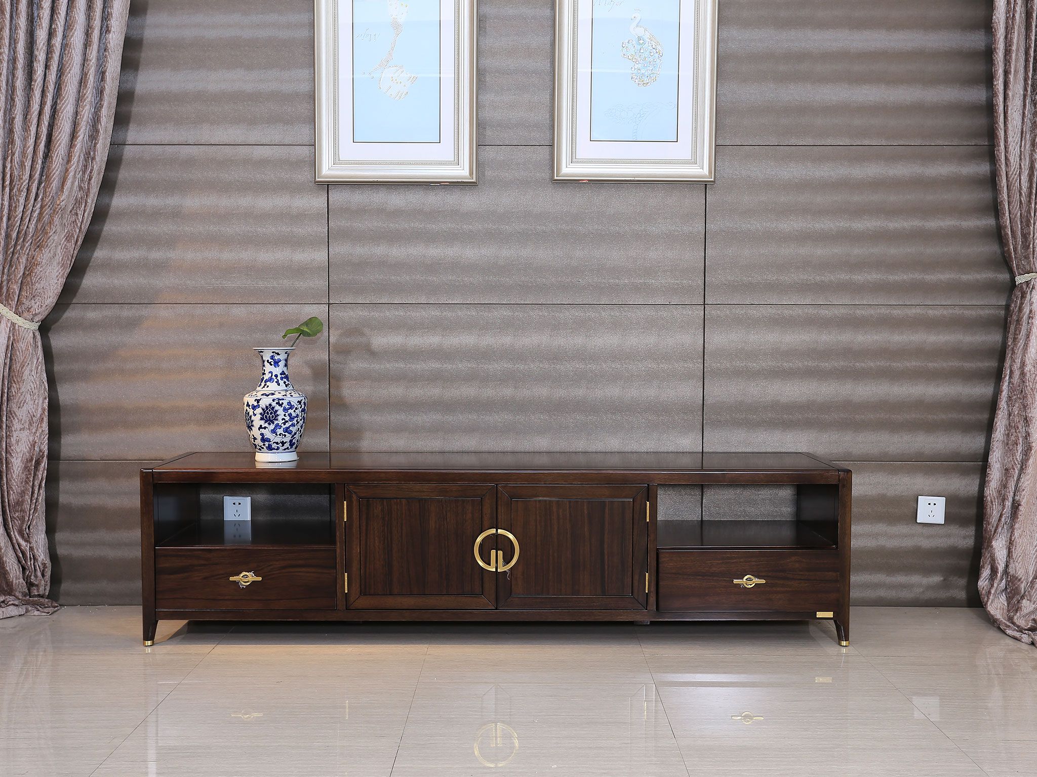 【电视柜】精选优质胡桃木 新中式风格 2.