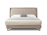 拜洛迪 轻奢 仿真皮+加宽加厚实木排骨架 米灰色 1.8米床